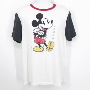 Unisex Mickey Mouse Short SLeeve Baseball Style Tee Size L New